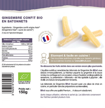 Gingembre Confit Bio en Bâtonnets